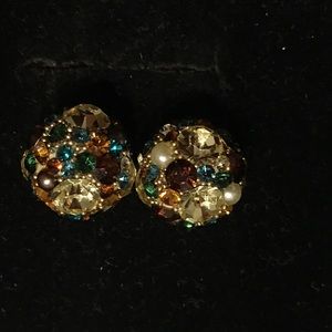 Rhinestone earring multi color Swarovsky crystal